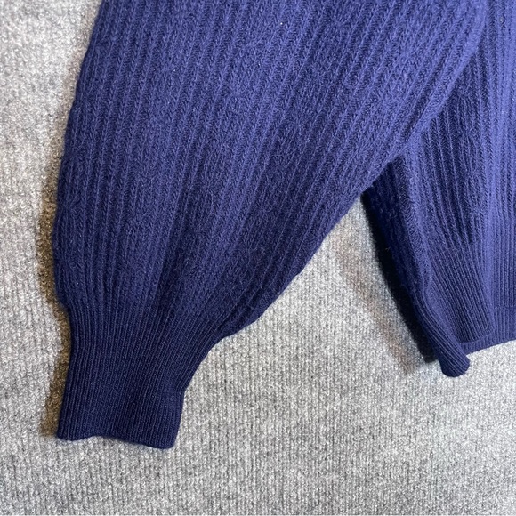 Vintage Men’s Large Longchamp Paris Blue 100% Wool Crewneck Knit Made in Italy - Picture 6 of 7